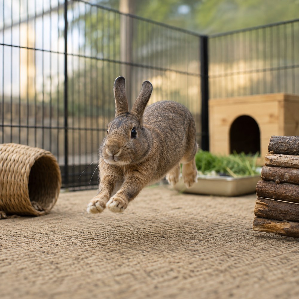 Rabbit in a large enclosure