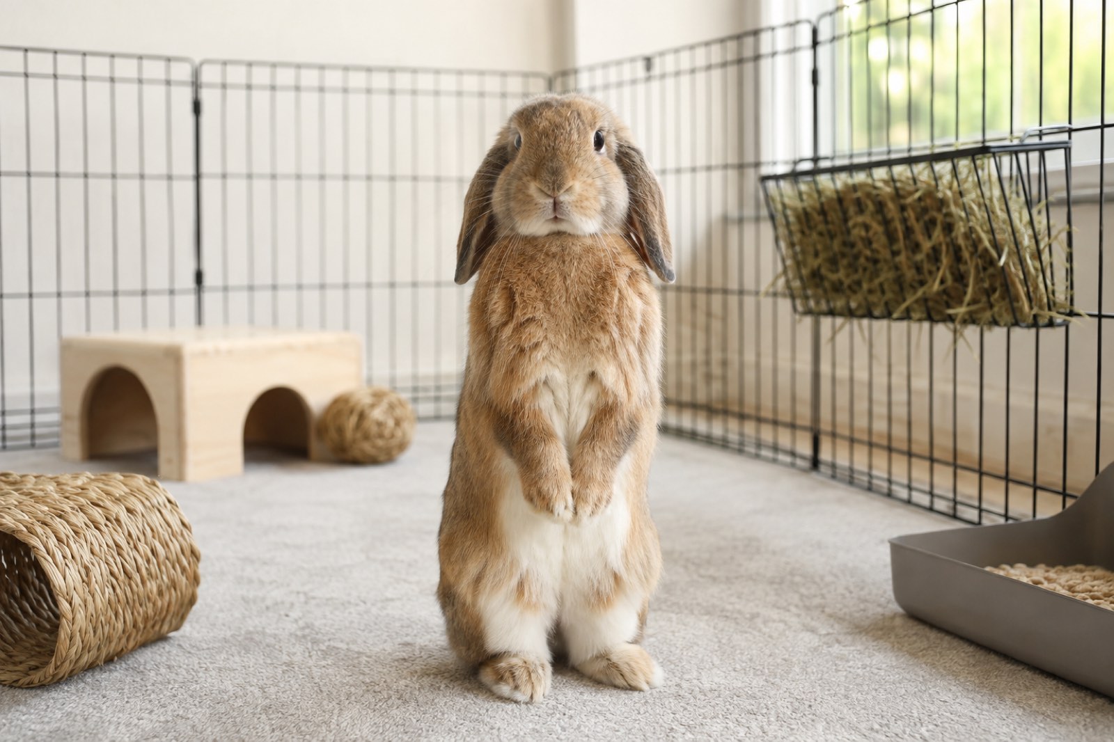 A spacious rabbit enclosure with room to hop and stand